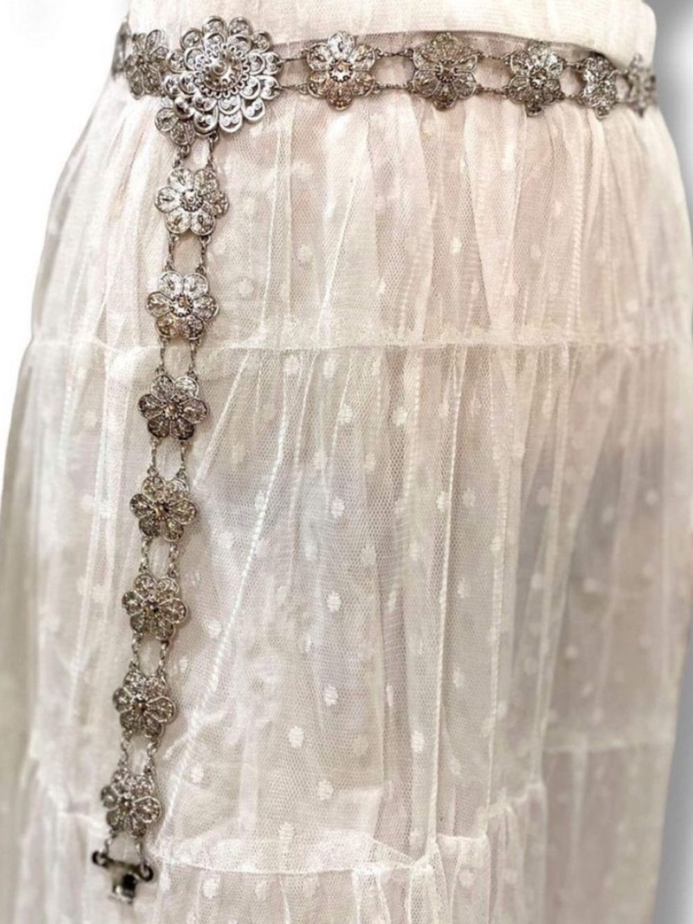 Silver Floral Medallions Tassel Concho Belt NWT - Picture 2 of 3